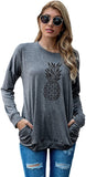 Women Pineapple Shirt Long Sleeve Graphic Blouse with Pockets