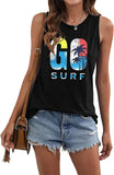 Go Surf Coconut Tree Tank Top Shirt for Women Beach Waves Surfing Fan Shirt