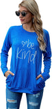 Be Kind Heart Gift Shirt Women Long Sleeve Kindness Fashion Blouse with Pockets