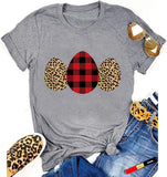 Women Buffalo Plaid & Leopard Easter Eggs Cute T-Shirt Easter Shirt
