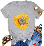 Women Leopard Sunflower T-Shirt