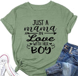 Mom and Me Tees Women Just A Mama in Love with Her Boy T-Shirt