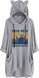 Women Pew-Pew Madafakas Hoodies Funny Pew-Pew Cat Shirt with Cat Ears and Pockets