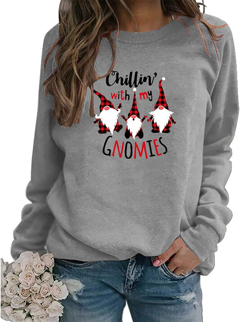 Women Long Sleeve Chillin with My Gnomies Christmas Sweater Christmas Shirt