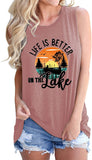 Women Life is Better On The Lake Sleeveless Shirt Lake Life Tank Top for Women