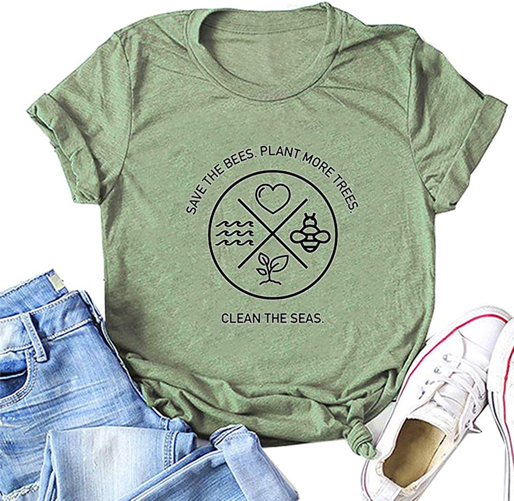 Women Save The Bees Plant More Trees Clean The Seas T-Shirt