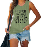 Women I Teach My Kids to Hit and Steal Tank Shirt Baseball Mom Shirt Baseball Graphic Shirt