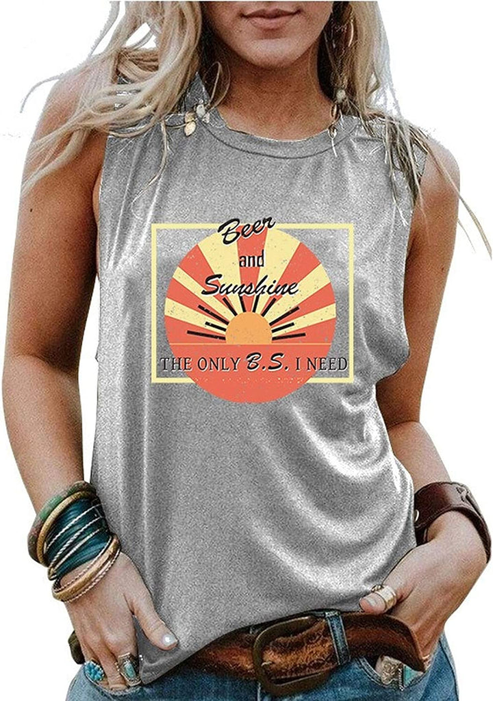 Women Beer and Sunshine Tank Tops Sunshine Shirt Beer Shirt