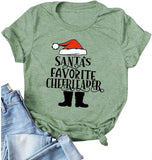 Santas Favorite Cheerleader Tees Women Teacher Santas T-Shirt