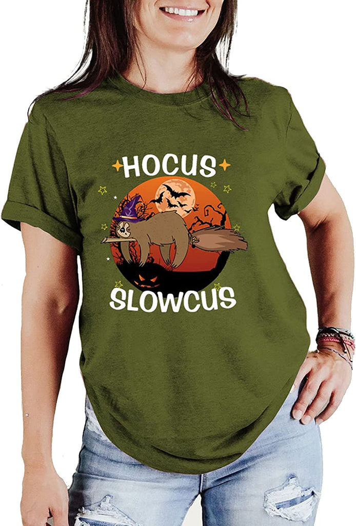 Hocus Slowcus Funny Sloth Halloween T-Shirt for Women Sloth Shirt Hocus Pocus Shirt