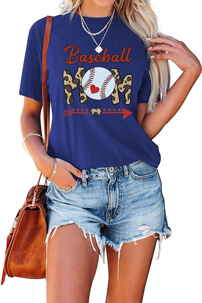 Women Baseball Mom Tees Tops Sports Mom Gift T-Shirt