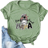 Wommen One Loved Mama T-Shirt Buffalo Plaid & Leopard Mama Shirt