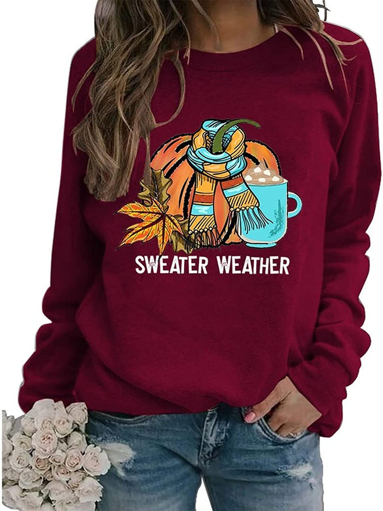 Women Sweater Weather Sweatshirt Cute Fall Shirt