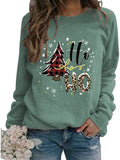Women Ho Ho Ho Christmas Sweatshirt Christmas Tree Snowflake Graphic Shirt