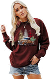 Women Merry Christmas Sweatshirt Christmas Tree Car Shirt