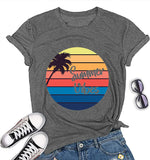 Women Summer Vibes Tee Shirt Women Summer Shirt Rainbow Graphic T-Shirt
