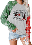 Women Fashion Sweater Christmas Tree Print Round Neck Long Sleeve Sweatshirt