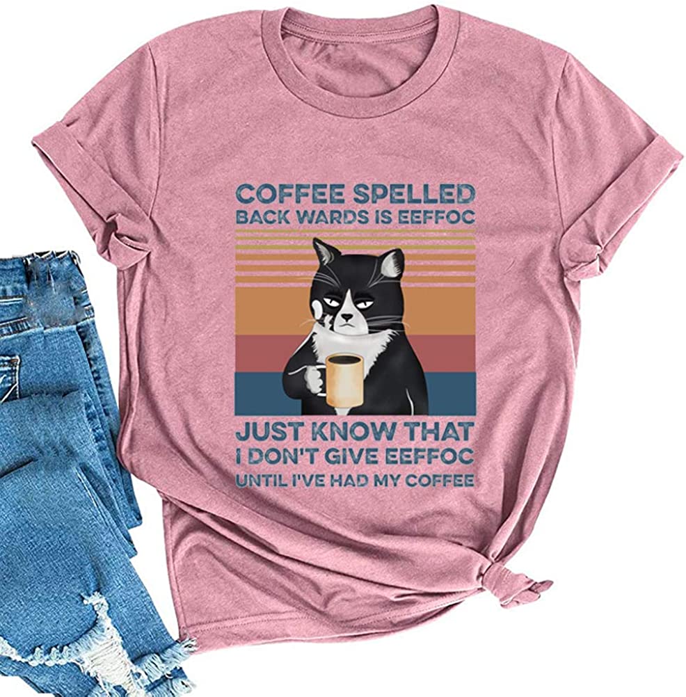 Women Coffee Spelled Backwards is Eeffoc T-Shirt Funny Coffee Lover Shirt