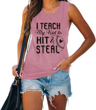 Women I Teach My Kids to Hit and Steal Tank Shirt Baseball Mom Shirt Baseball Graphic Shirt