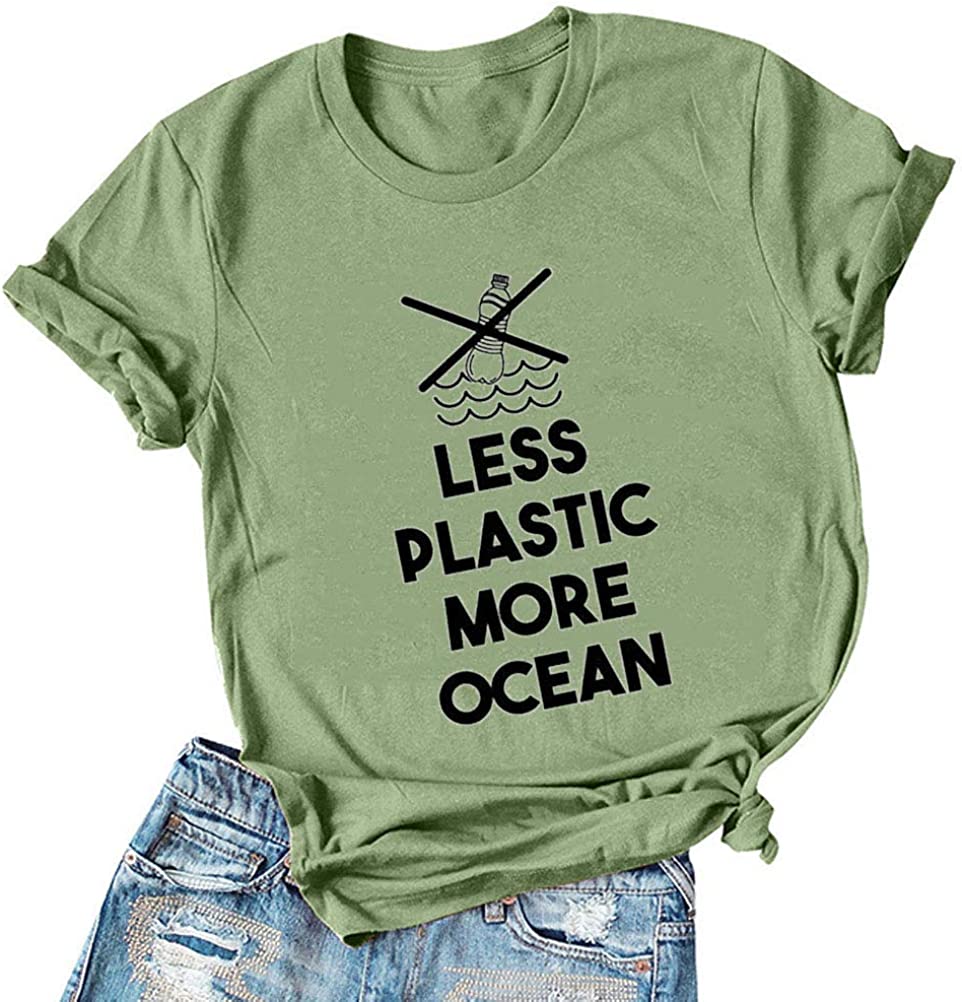 Women Less Plastic More Ocean T Shirt Save The Ocean Shirt