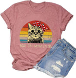 Women Vintage Best Cat Mom Ever T-Shirt Retro Gift Tee for Cat Lover