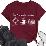 Women I'm A Simple Woman Sunshine Coffee Camera T Shirt