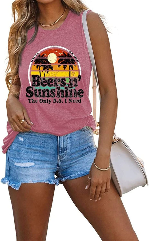 Beer and Sunshine Tank Tops The Only BS I Need is Beer N' Sunshine Summer Shirt