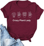 Women Crazy Plant Lady Graphic T-Shirt