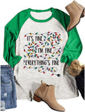 Everything is Fine Blouse Women It's Fine I'm Fine Funny Graphic Christmas Lights Shirt
