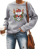 Skull Mom Santa Christmas Sweatshirt Women Long Sleeve Graphic Shirt