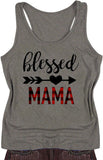 Women Slim Fit Blessed Mama Tank Top Mama Shirt Gift for Mom
