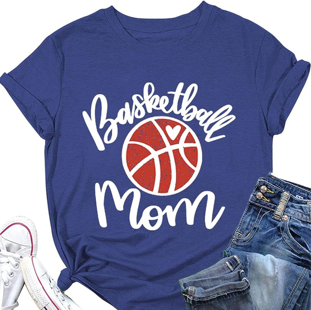Women Basketball Mom T-Shirt Short Sleeve Mother Day Shirt