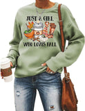 Women Just A Girl Who Loves Fall Sweatshirt Long Sleeve Graphic Shirt
