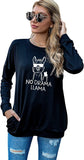Women No Drama Llama Shirt Long Sleeve Llama Blouse with Pockets