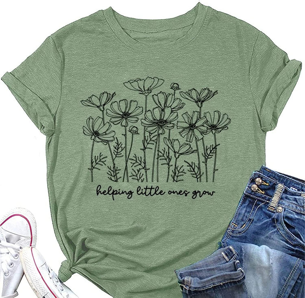 Women Helping Little Ones Grow Flower T-Shirt