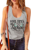 Women Summer Beach Vacation Sunglasses Tank Good Times and Tan Lines Tees Tops