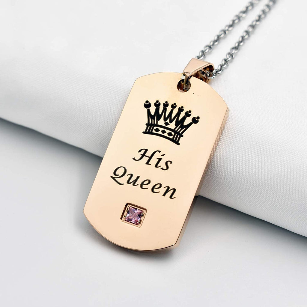 NEHZUS Mens Womens Stainless Steel Necklace Pendant Tag Jewelry Gift for Couple Personalized Name Matching Necklaces Set for Him and Her
