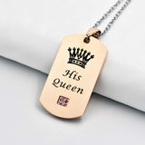 NEHZUS Mens Womens Stainless Steel Necklace Pendant Tag Jewelry Gift for Couple Personalized Name Matching Necklaces Set for Him and Her