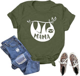 Women Mama Sloth T-Shirt Funny Graphic Shirt for Mama