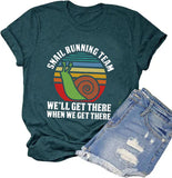 Women Snail Running Team T-Shirt Funny Snail Graphic Shirt