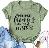 Pumpkin Kisses and Harvest Wishes Women T-Shirt