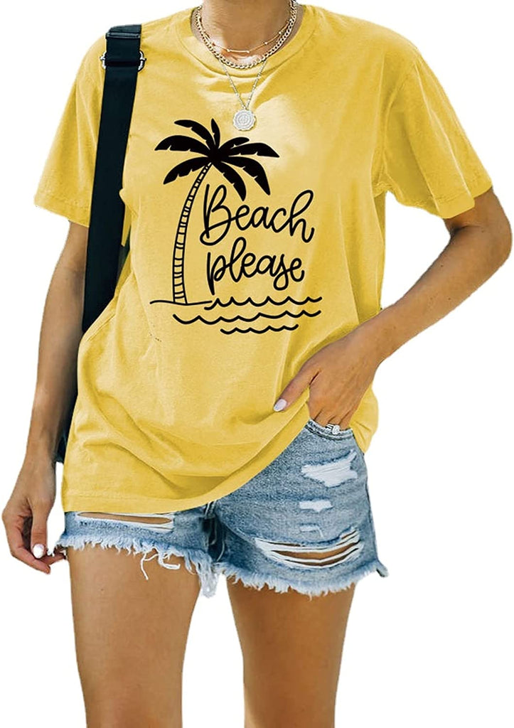 Women Beach Please Shirt Girls Trip Vacation T-Shirt