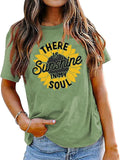 Sunflower T-Shirt Women There is Sunshine in My Soul Graphic Tees