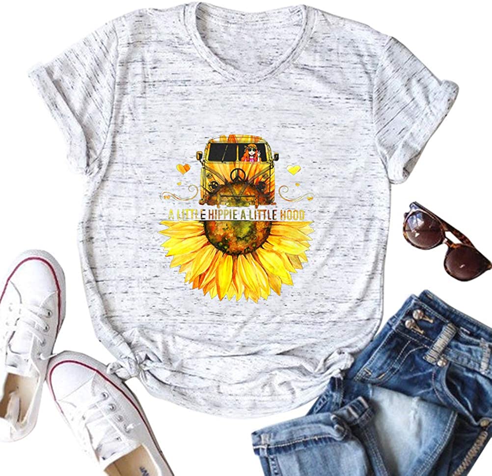 A Little Hippie A Little Hood T-Shirt Sunflower Peace Shirt