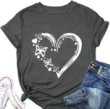 Butterfly Heart T-Shirt Women Valentines Day Gift Tees