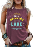 Women Day Drinking on The Lake is My Happy Place Tank Tops