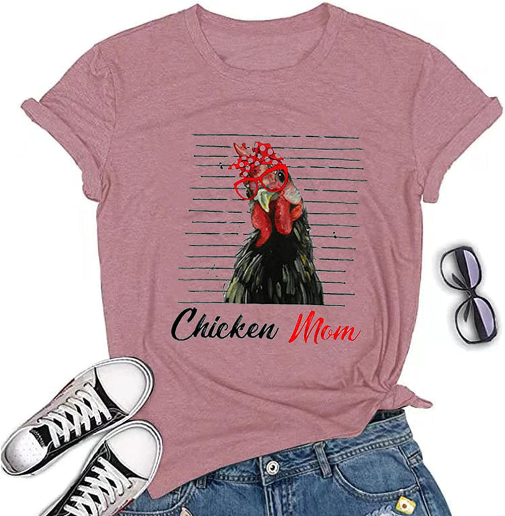 Women Chicken Mom T-Shirt Funny Chicken Shirt Mom Life Shirt