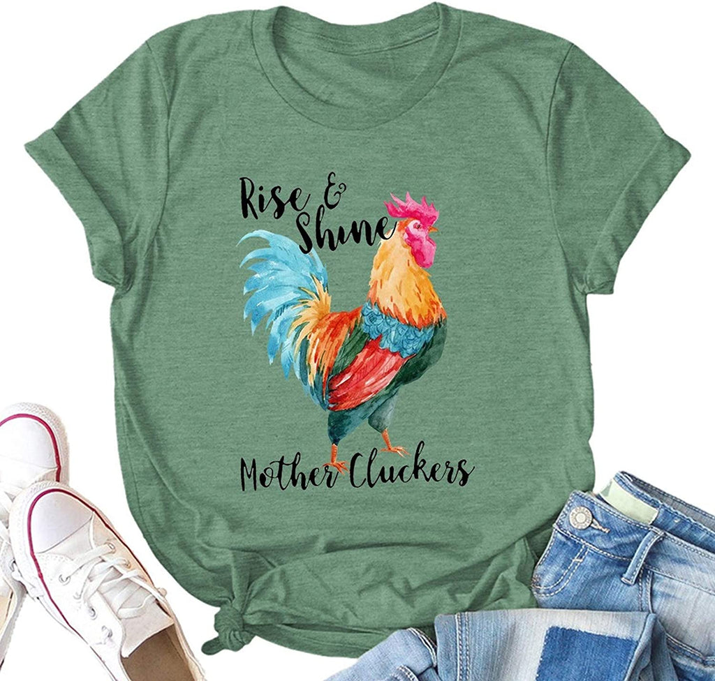 Women Rise and Shine Mother Cluckers Cute Mom T-Shirt