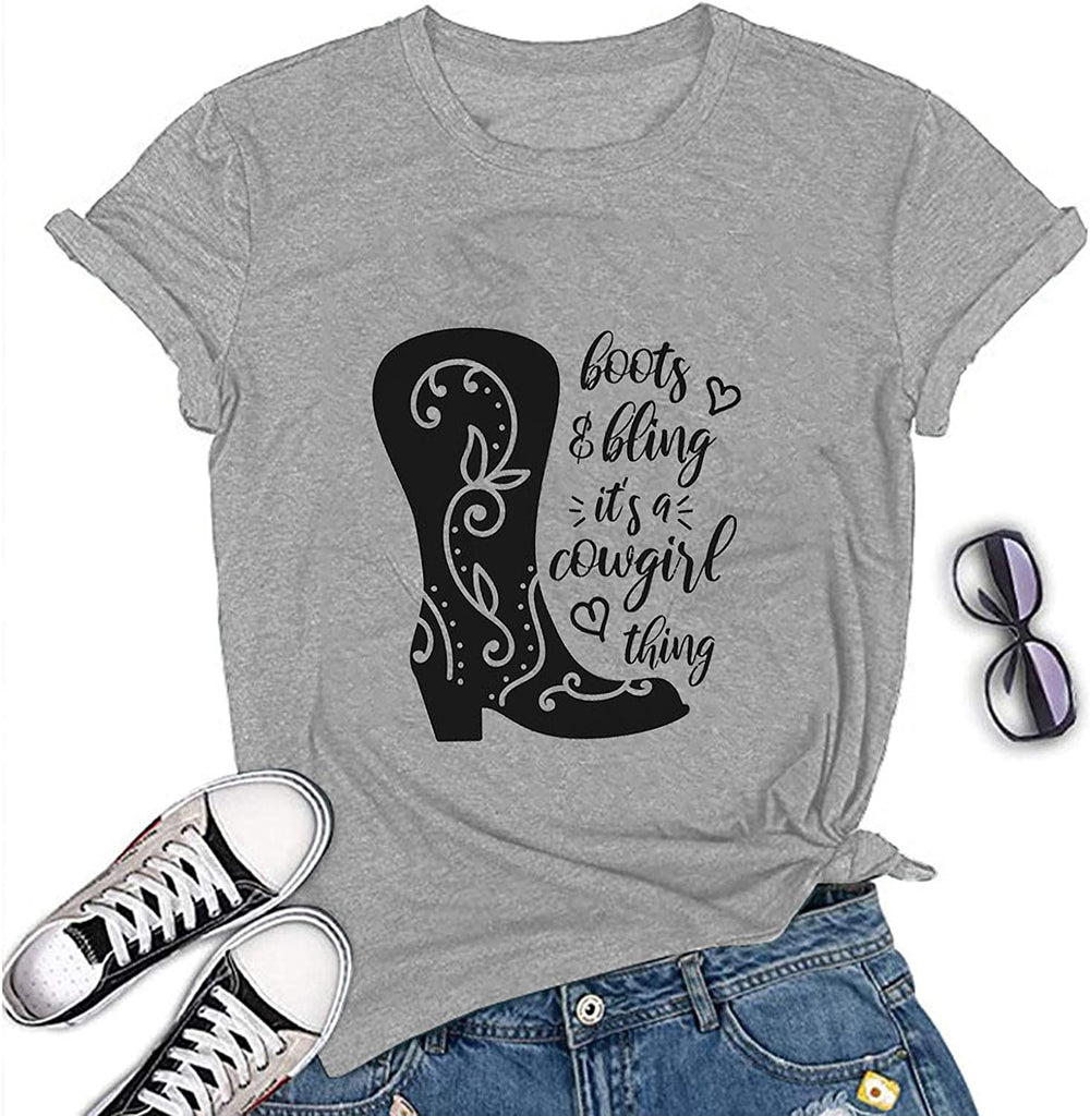 Women Boots and Bling It's a Cowgirl Thing Womens T-Shirt