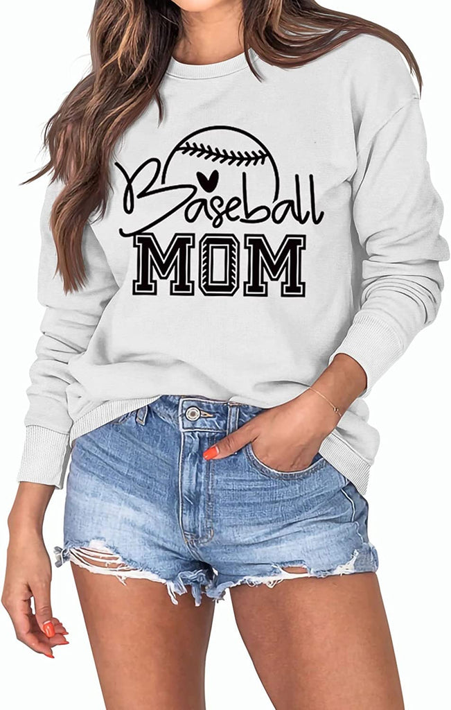 Women Baseball Mom Sweatshirt Sports Mom Gift Long Sleeve Shirt